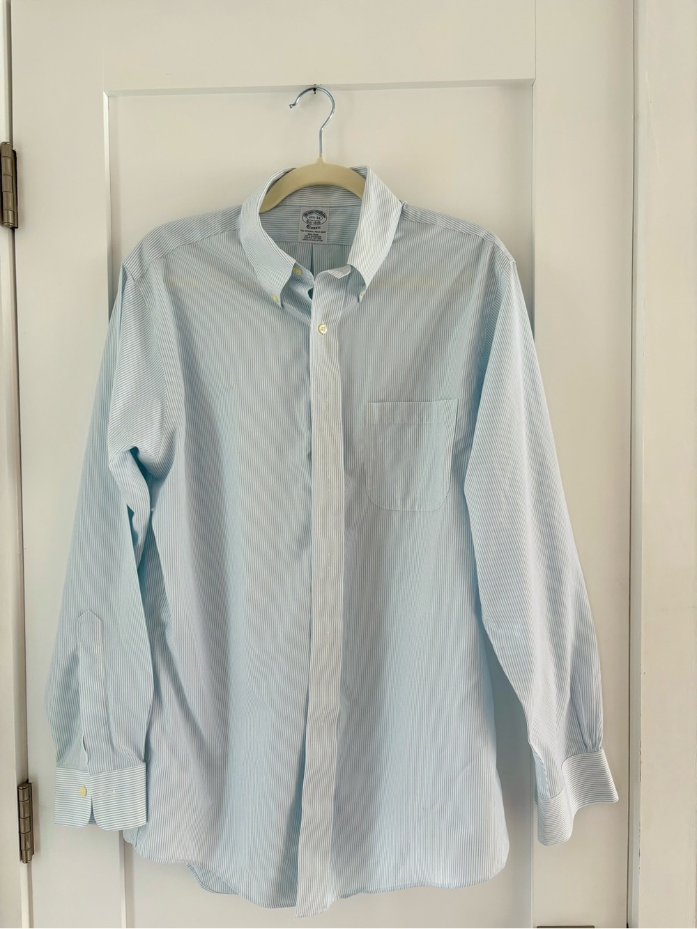 Brooks Brothers Light Blue Pinstripe Button-Down Dress Shirt